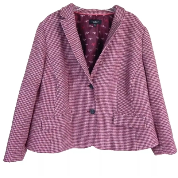 Talbots Pink Houndstooth Blazer - Picture 1 of 4